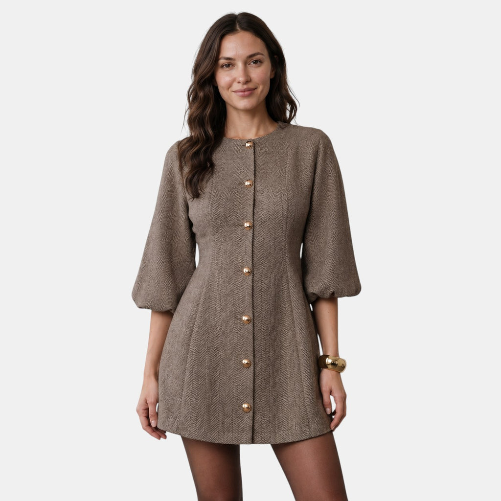 Armaxio | Women's Herringbone A-Line Mini Dress