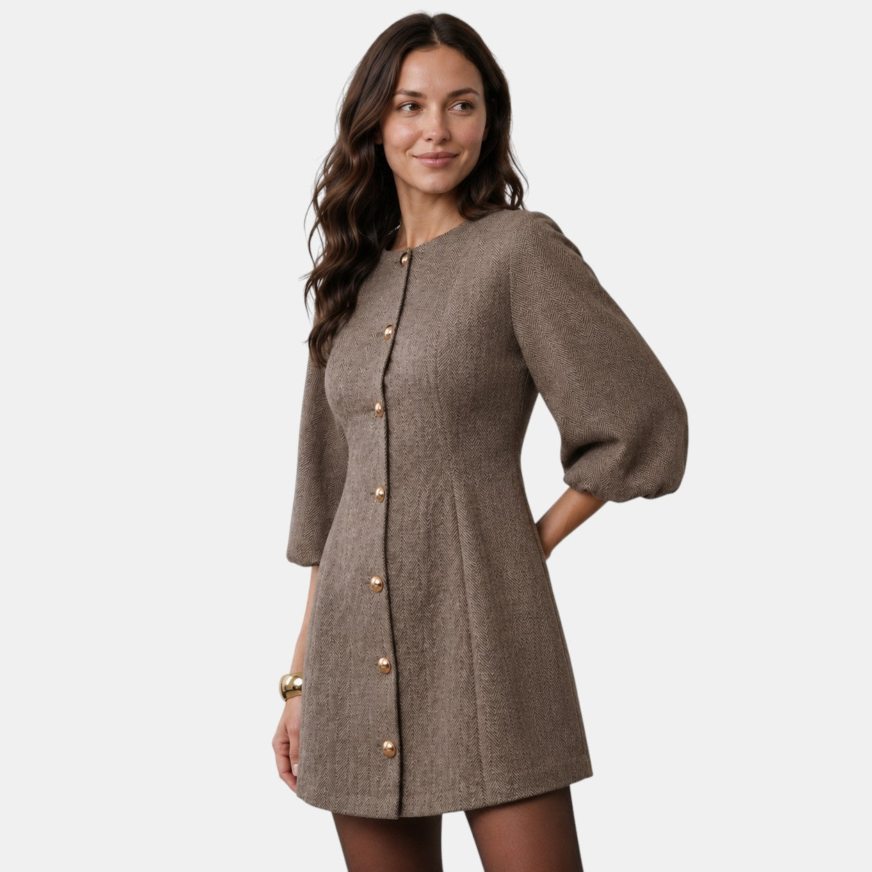 Armaxio | Women's Herringbone A-Line Mini Dress
