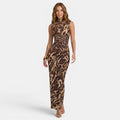 Armaxio | Women's Leopard Print Corset Maxi Dress