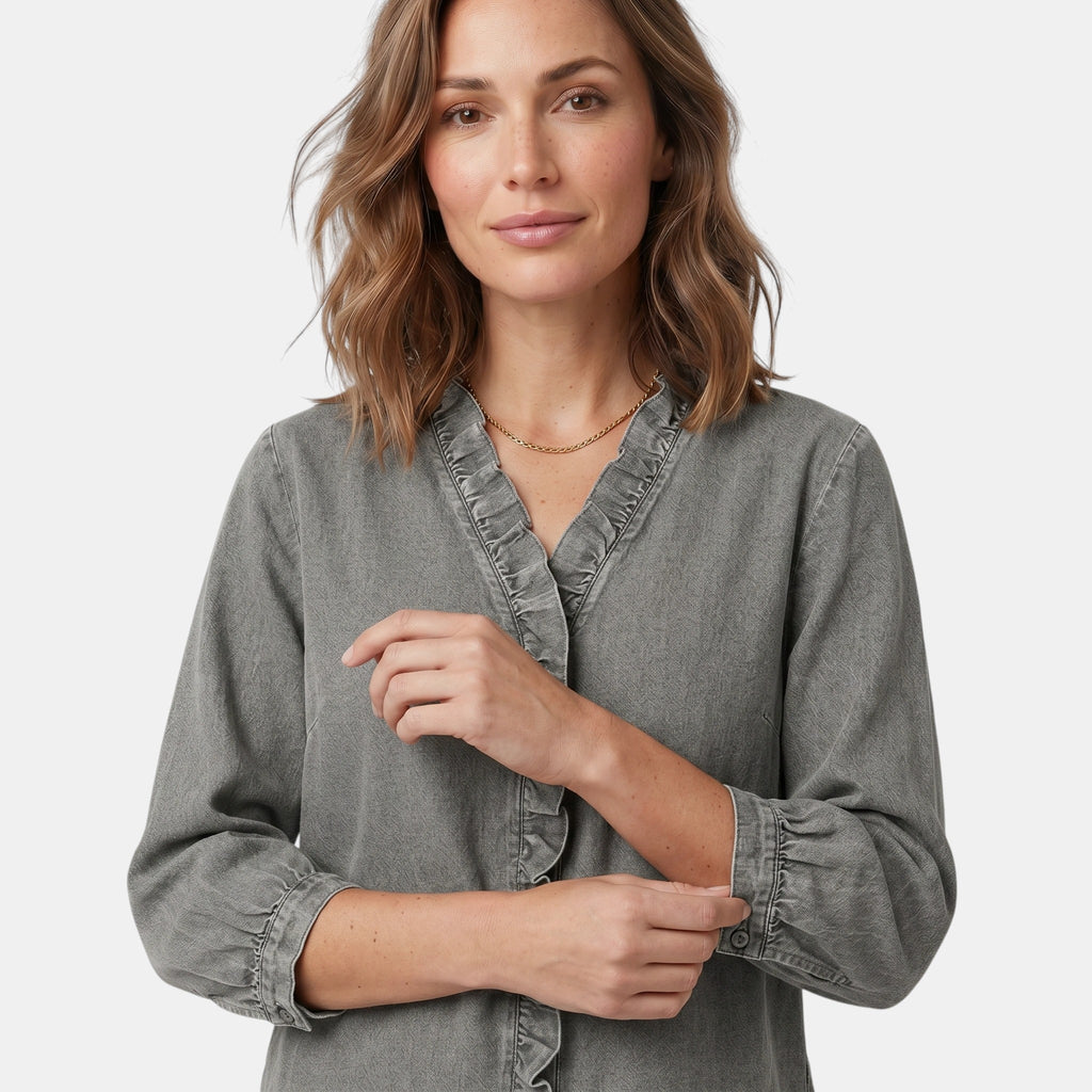Armaxio | Women's Long Sleeve Ruffle Blouse