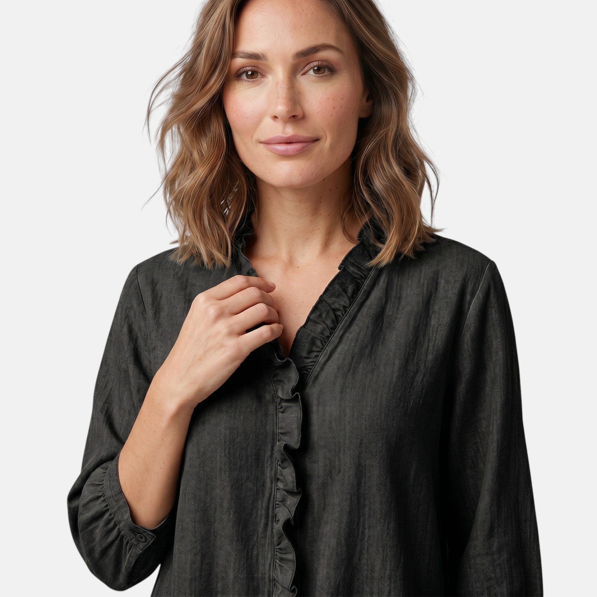 Armaxio | Women's Long Sleeve Ruffle Blouse