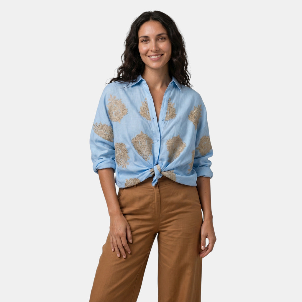 Armaxio | Women's Printed Button Front Blouse