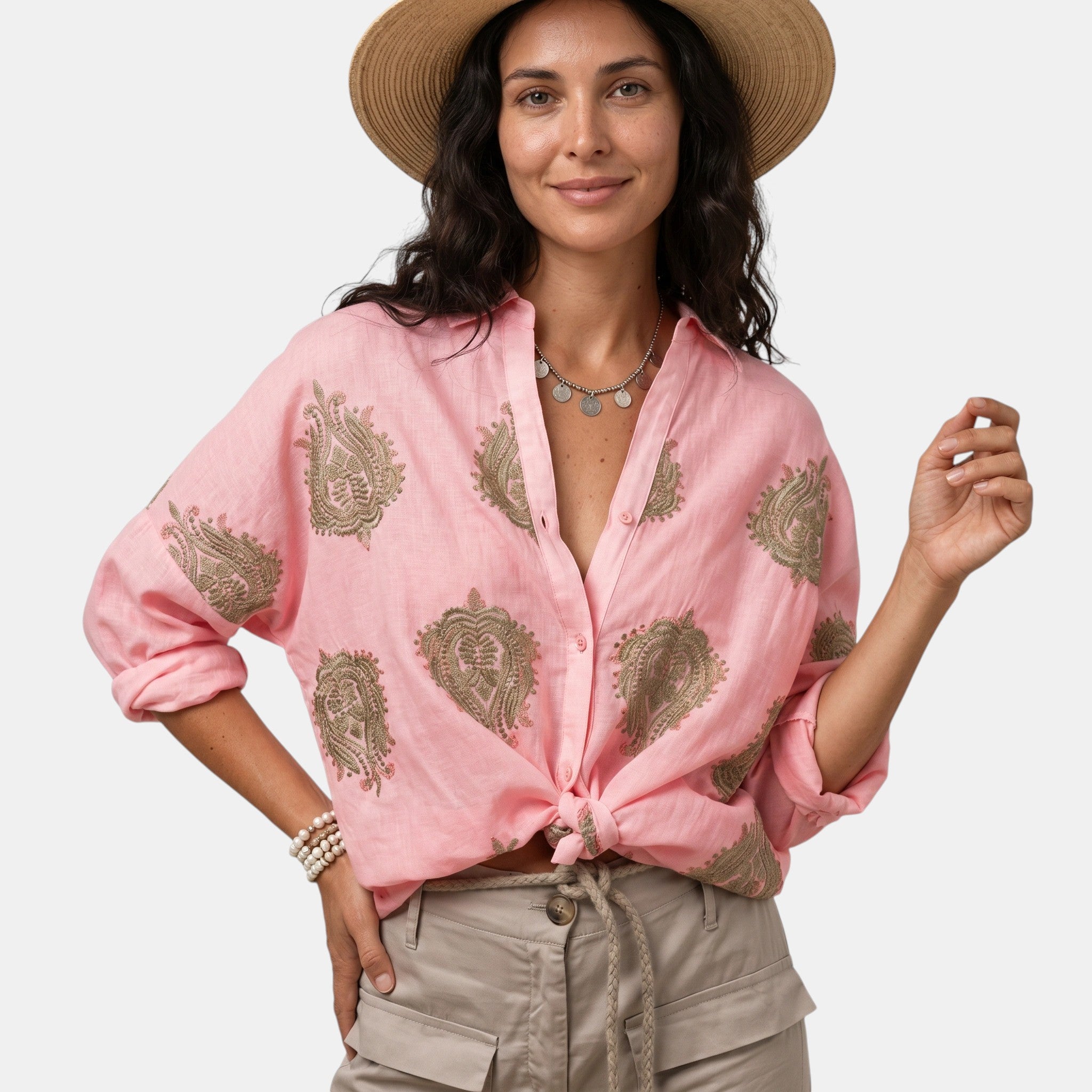 Armaxio | Women's Printed Button Front Blouse