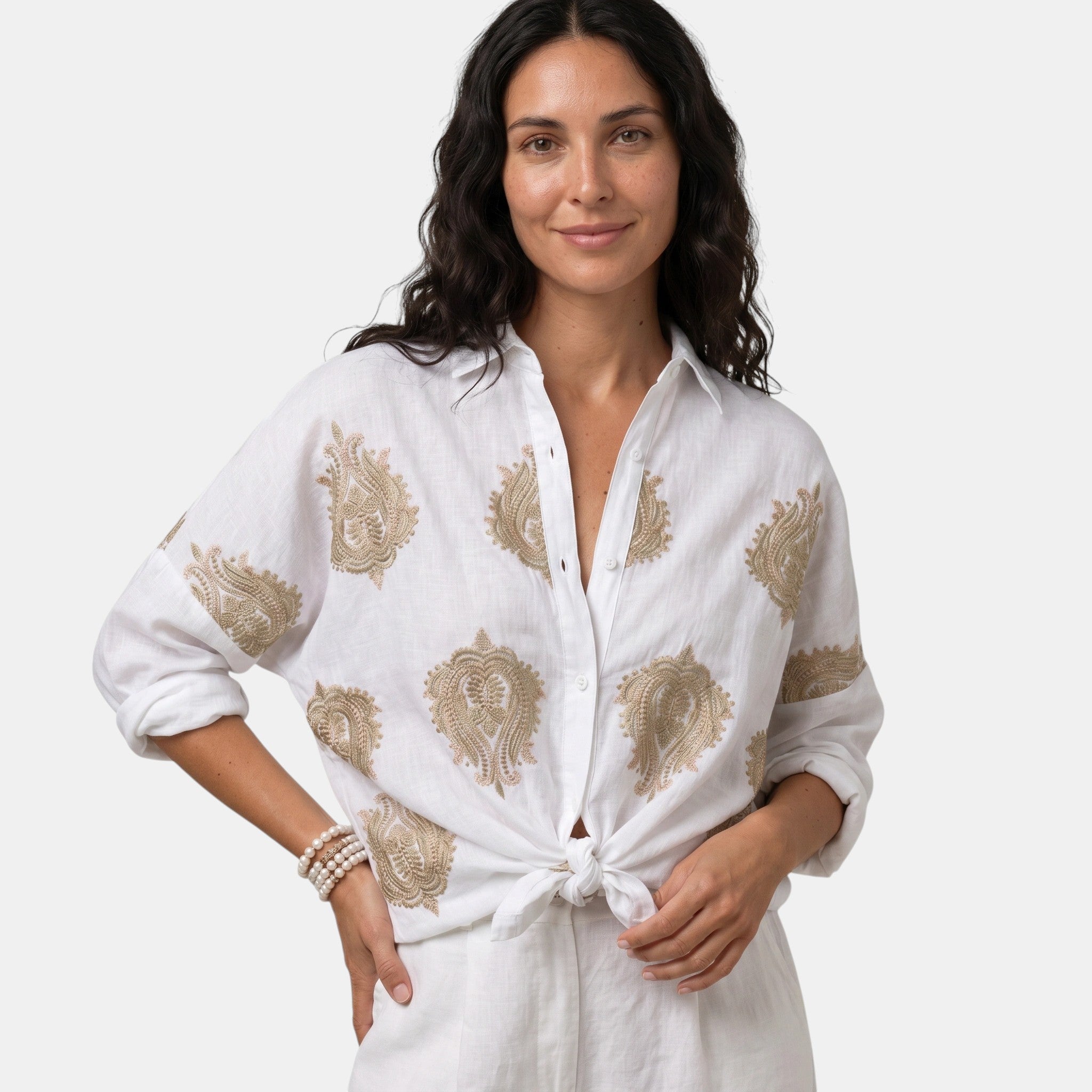 Armaxio | Women's Printed Button Front Blouse