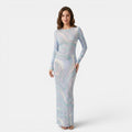 Armaxio | Women's Printed Mesh Bodycon Maxi Dress Sleeveless
