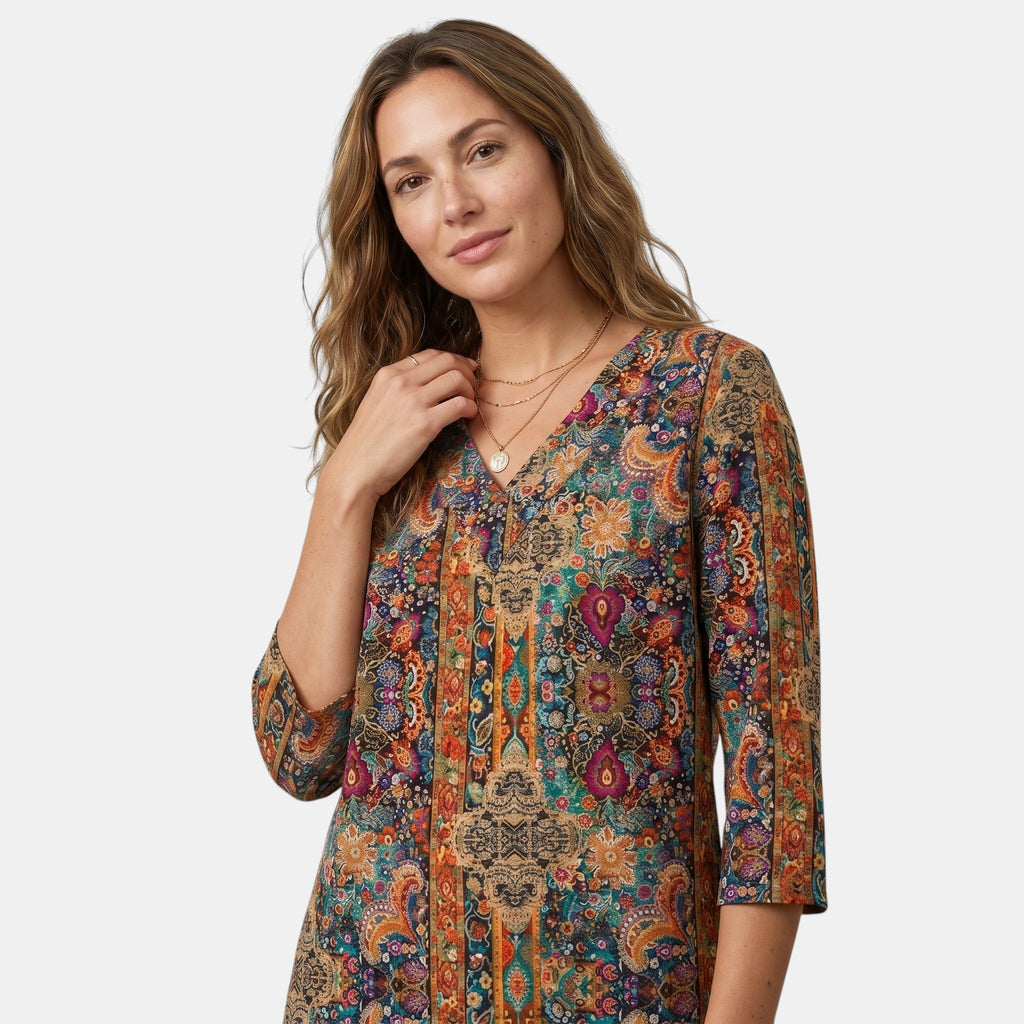 Armaxio | Women's Printed V Neck Blouse