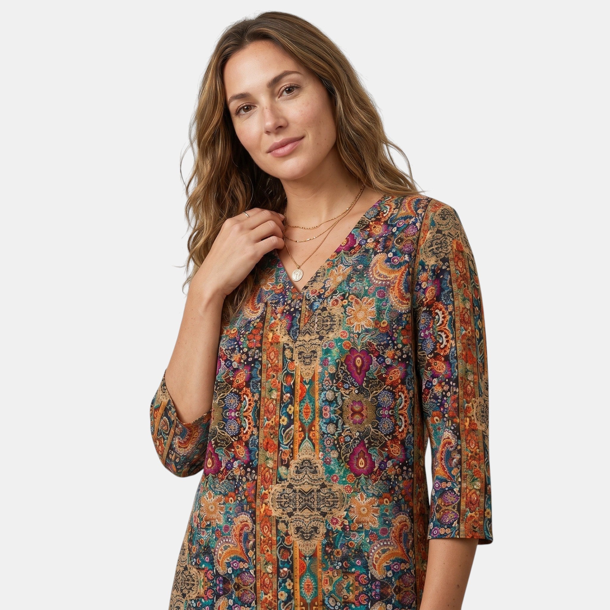 Armaxio | Women's Printed V Neck Blouse