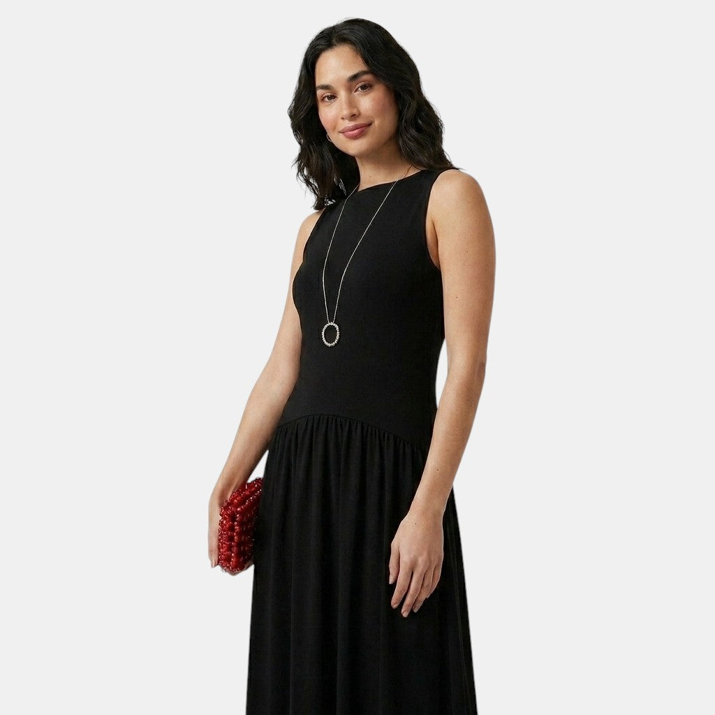 Armaxio | Women's Ribbed Midi Dress Sleeveless Drop Waist