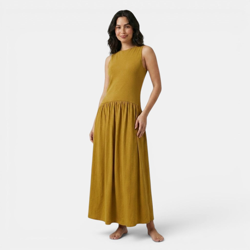 Armaxio | Women's Ribbed Midi Dress Sleeveless Drop Waist