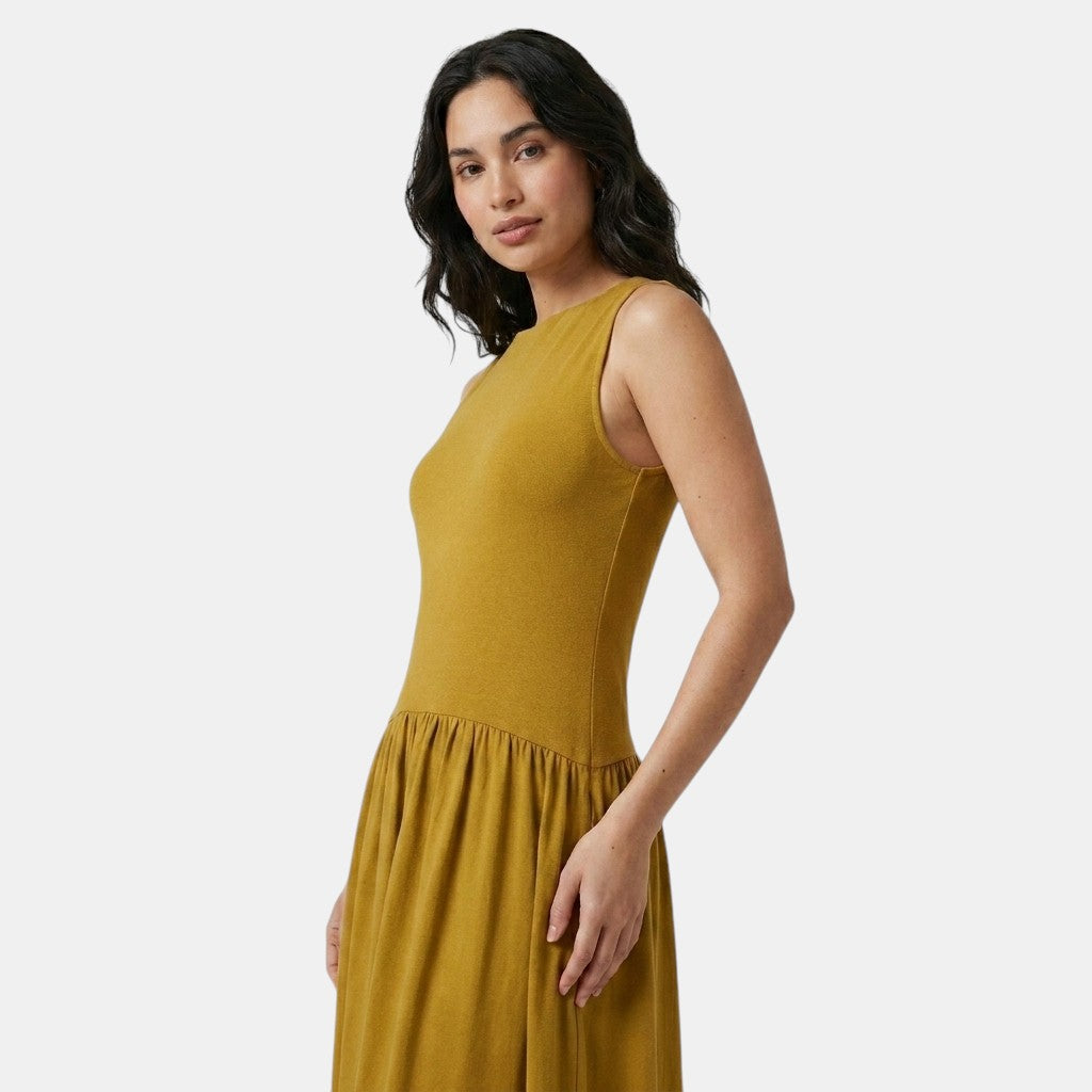 Armaxio | Women's Ribbed Midi Dress Sleeveless Drop Waist