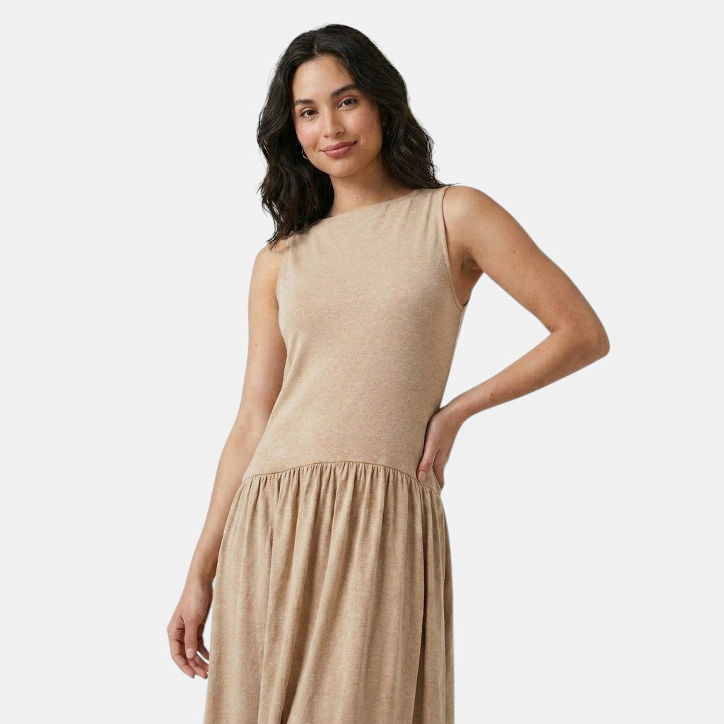 Armaxio | Women's Ribbed Midi Dress Sleeveless Drop Waist