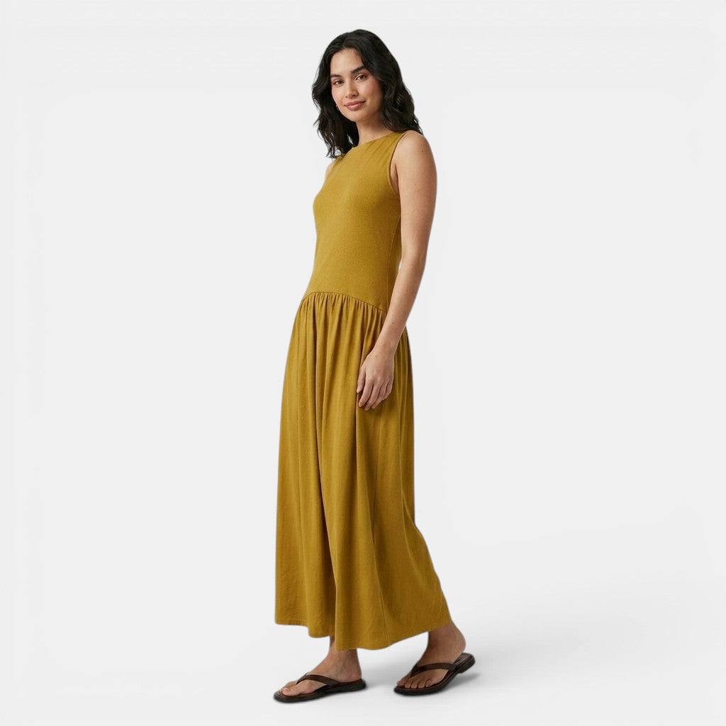Armaxio | Women's Ribbed Midi Dress Sleeveless Drop Waist