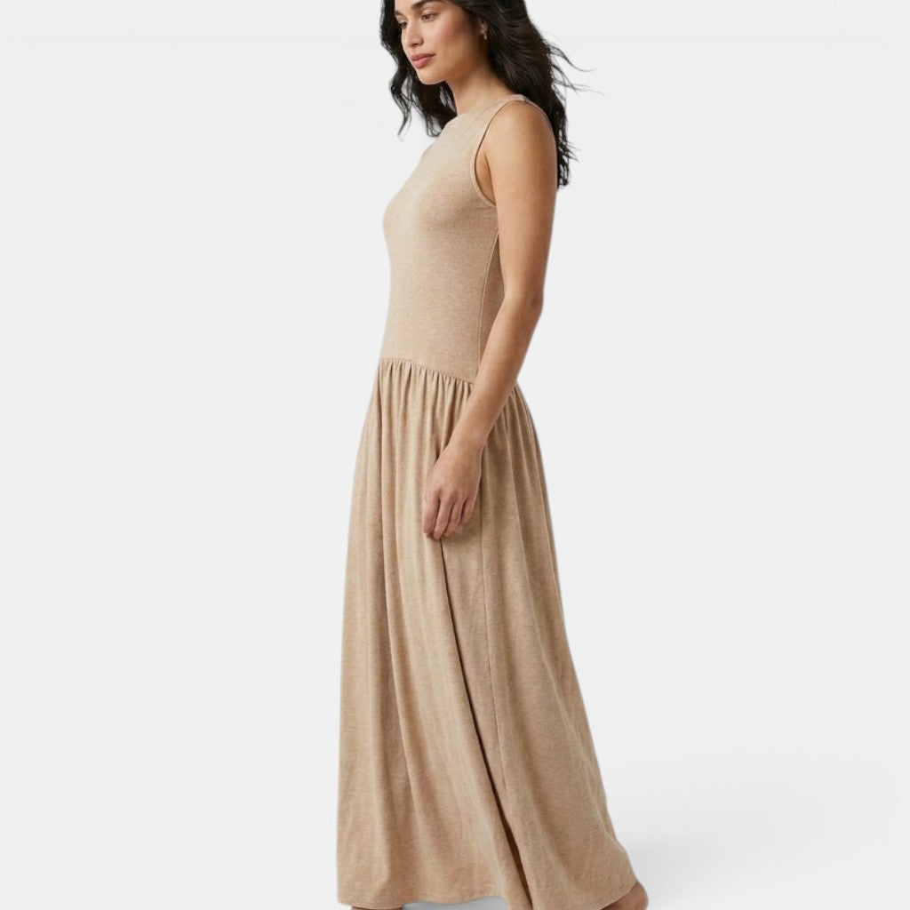 Armaxio | Women's Ribbed Midi Dress Sleeveless Drop Waist