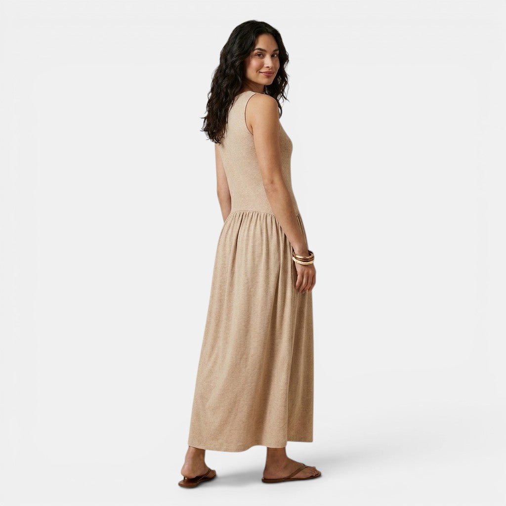 Armaxio | Women's Ribbed Midi Dress Sleeveless Drop Waist