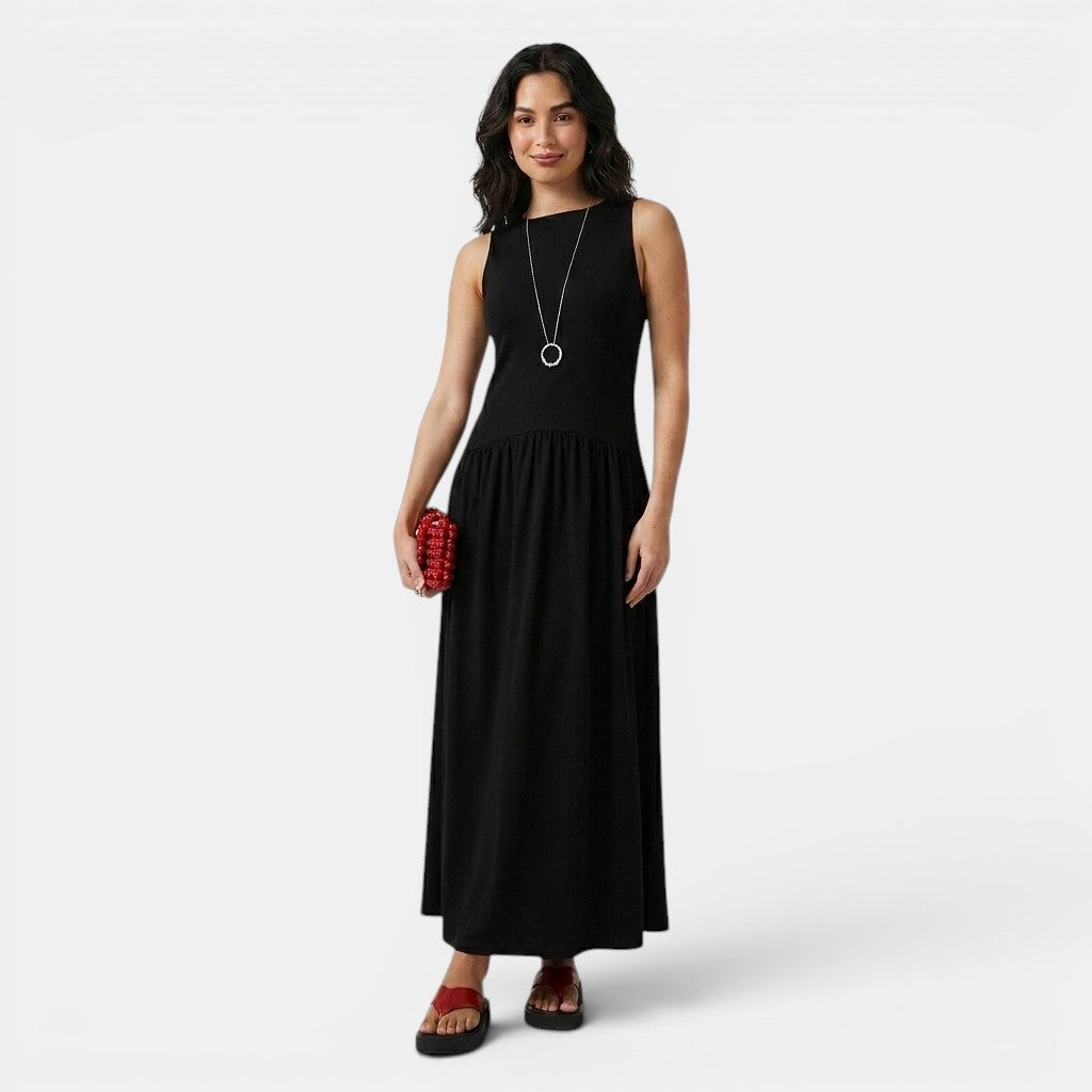 Armaxio | Women's Ribbed Midi Dress Sleeveless Drop Waist