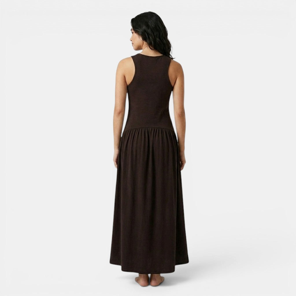 Armaxio | Women's Ribbed Midi Dress Sleeveless Drop Waist