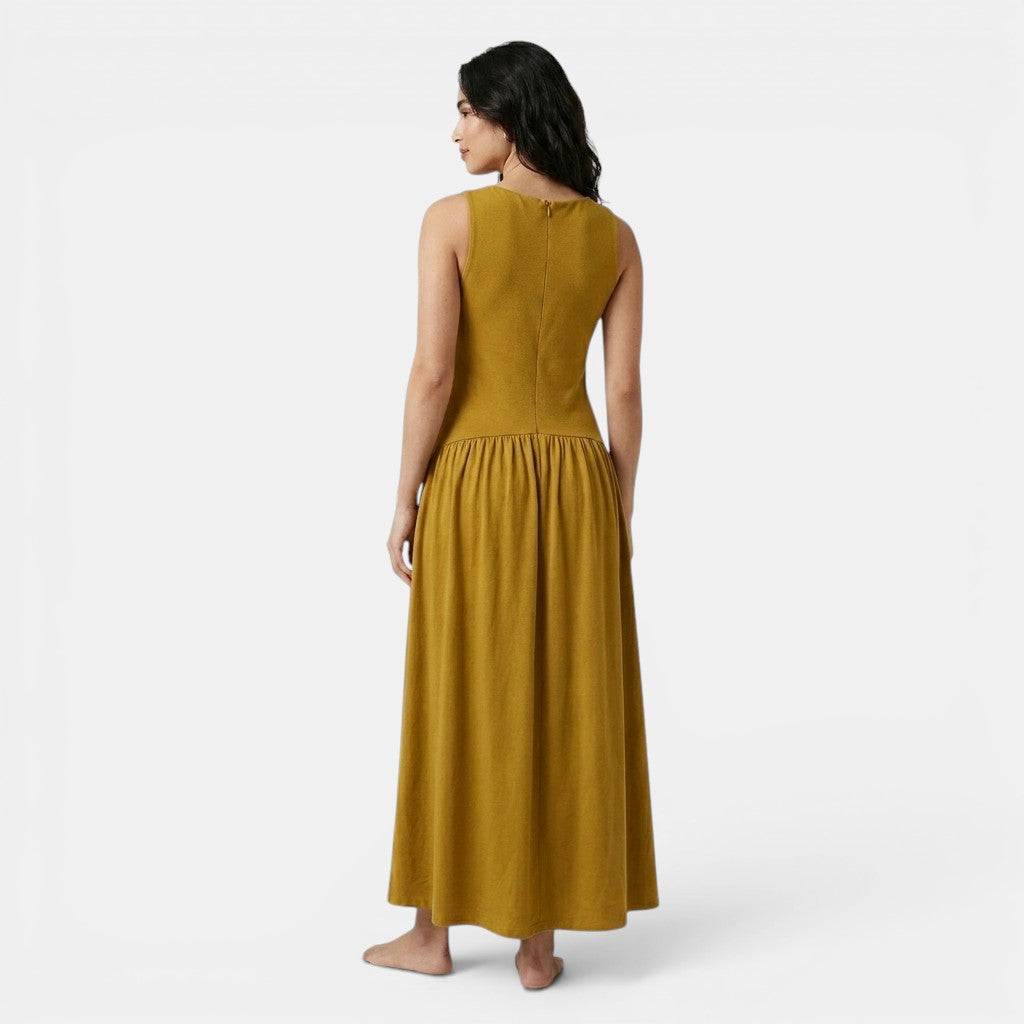 Armaxio | Women's Ribbed Midi Dress Sleeveless Drop Waist