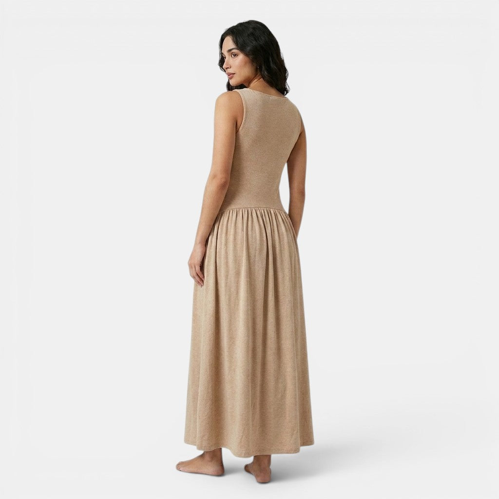 Armaxio | Women's Ribbed Midi Dress Sleeveless Drop Waist