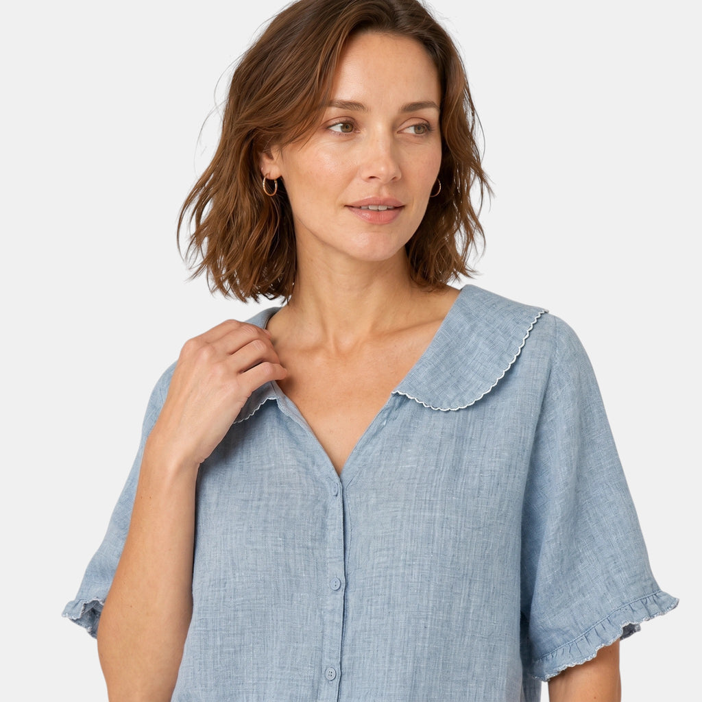 Armaxio | Women's Short Sleeve Collared Blouse