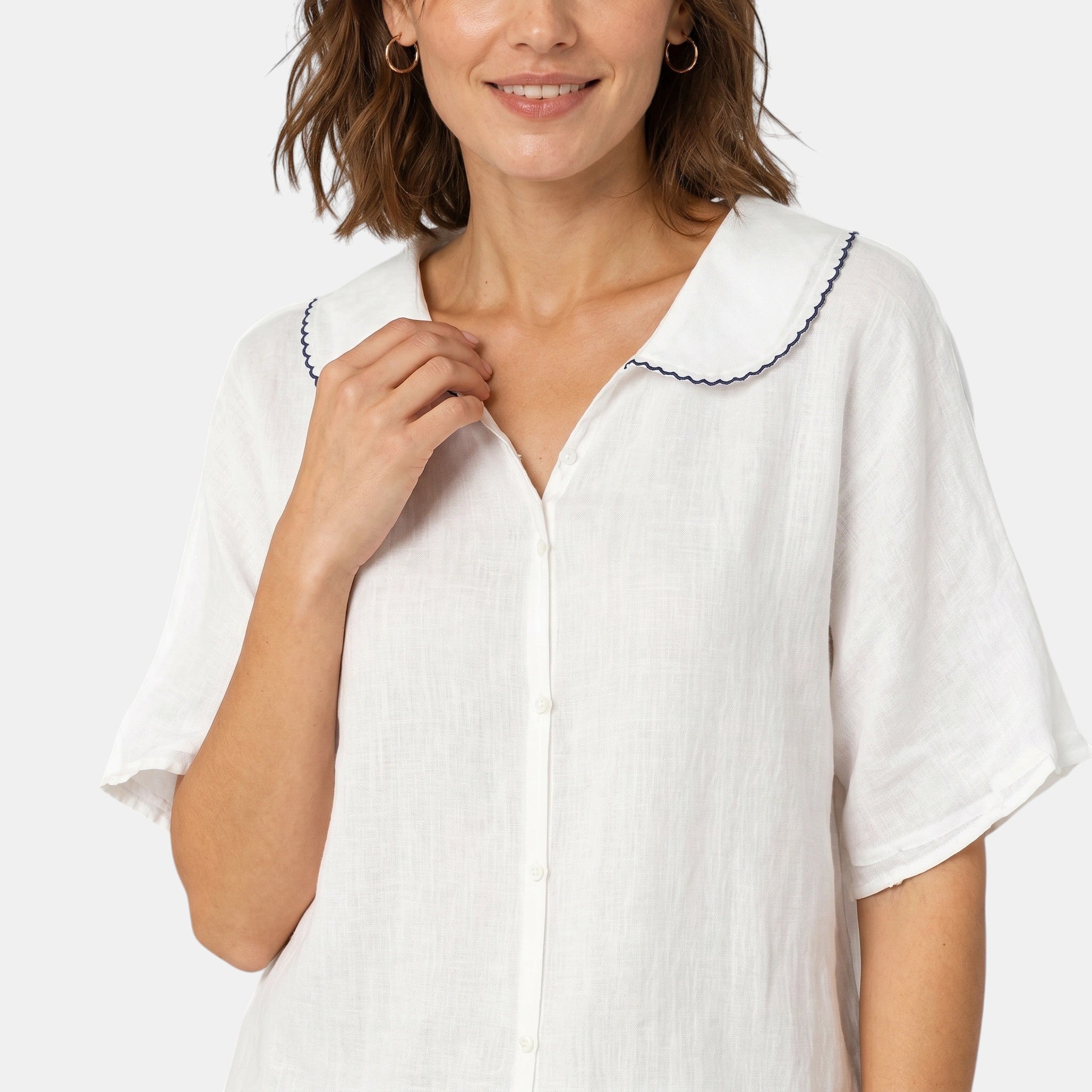 Armaxio | Women's Short Sleeve Collared Blouse