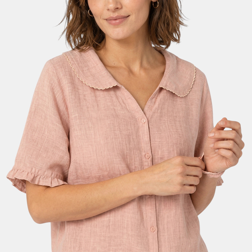 Armaxio | Women's Short Sleeve Collared Blouse