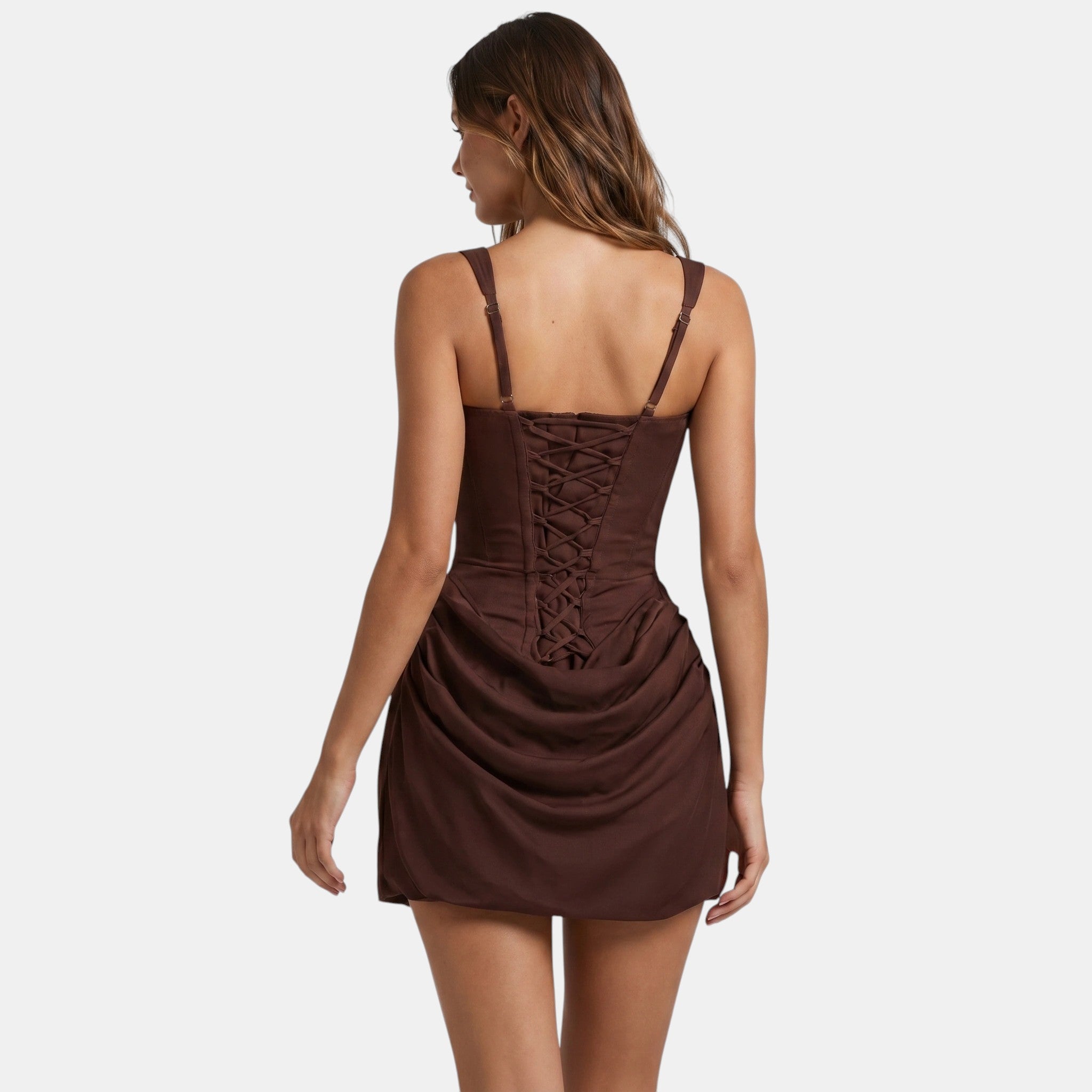 Armaxio | Women's Square Neck Mini Dress with Ruched Detail