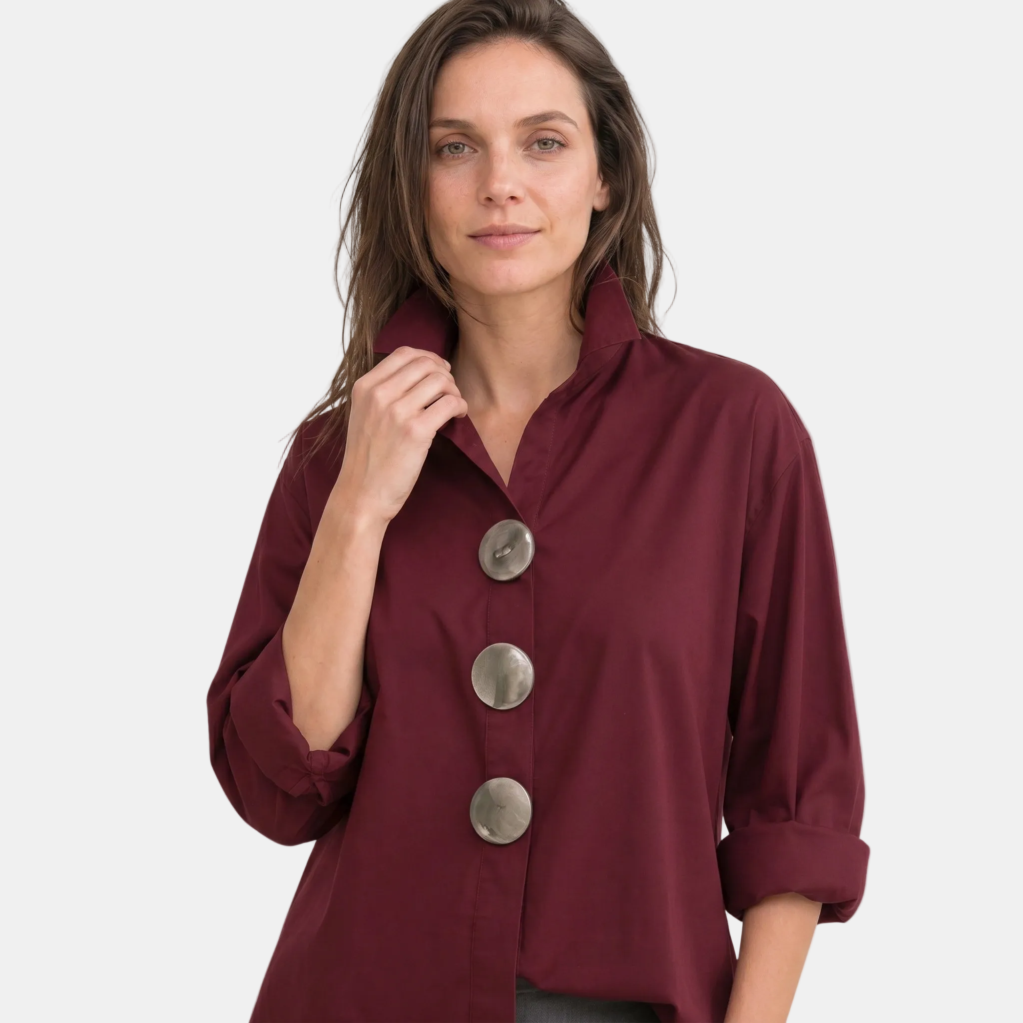 Armaxio | Women's Stand Collar Button Front Blouse