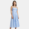 Armaxio | Women's Striped Midi Cami Dress with Tie Waist