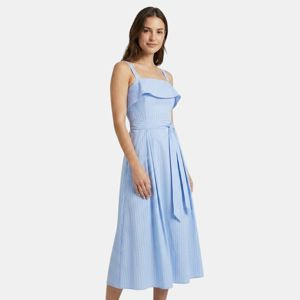 Armaxio | Women's Striped Midi Cami Dress with Tie Waist