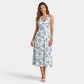 Armaxio | Women's Toile Midi Dress Sleeveless Plunging Neck