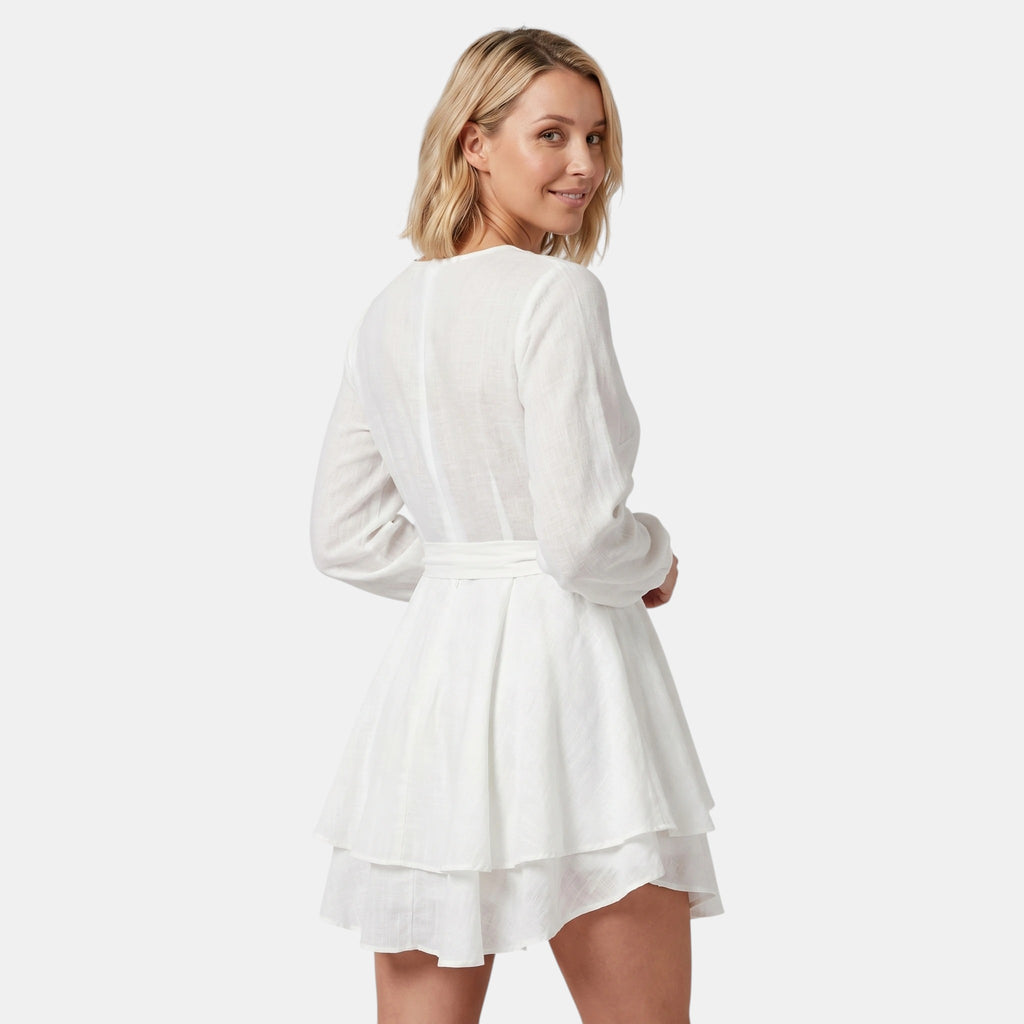 Armaxio | Women's V Neck Mini Dress with Tie Waist