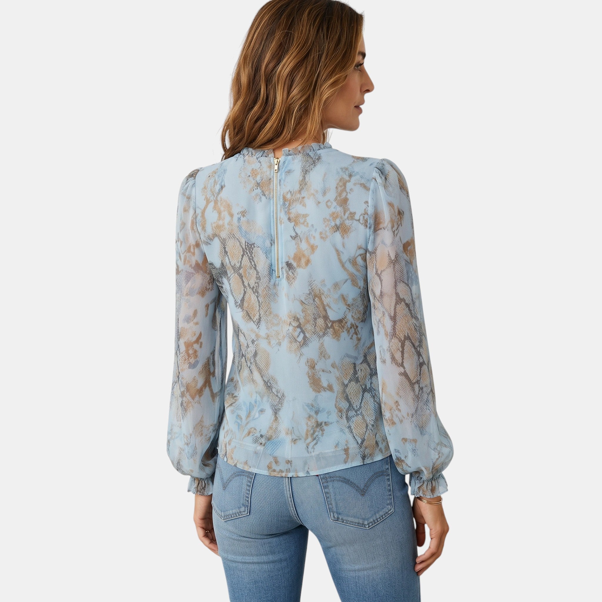 Armaxio | Women's Zip Front Printed Blouse