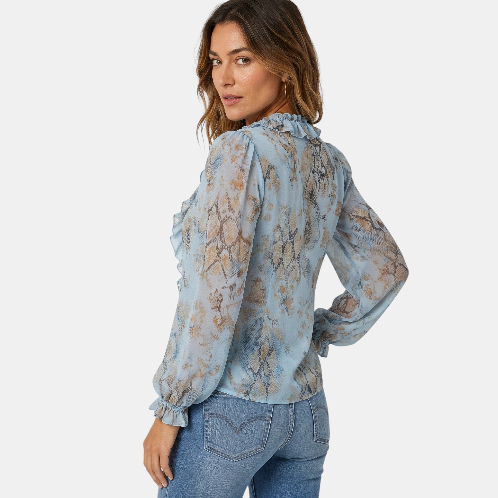 Armaxio | Women's Zip Front Printed Blouse