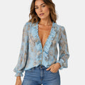 Armaxio | Women's Zip Front Printed Blouse