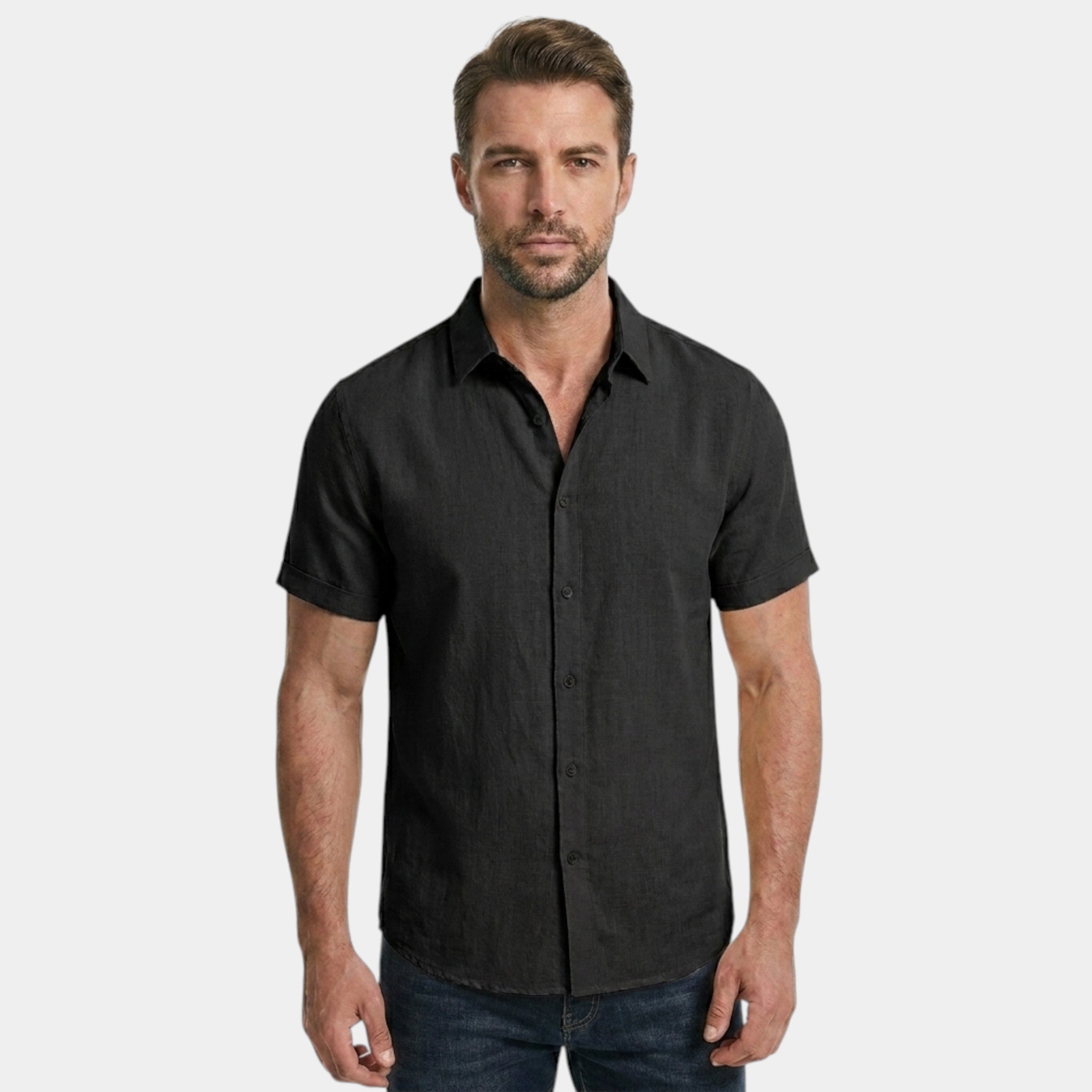 Armaxio | Casual Cotton Linen Short Sleeve Men's Shirt