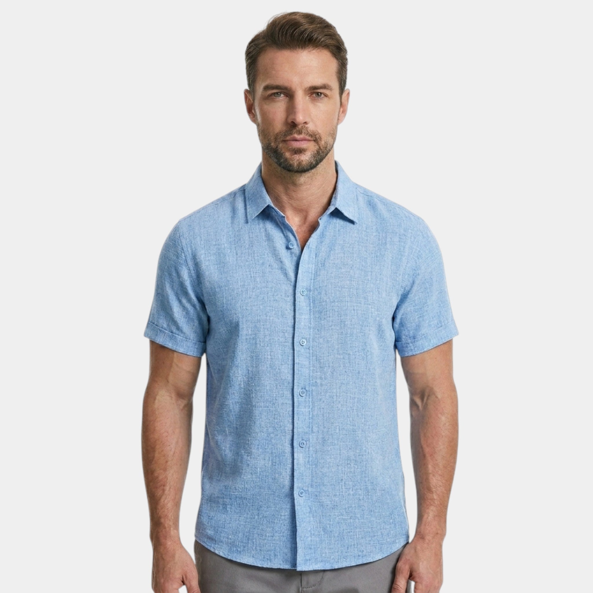 Armaxio | Casual Cotton Linen Short Sleeve Men's Shirt