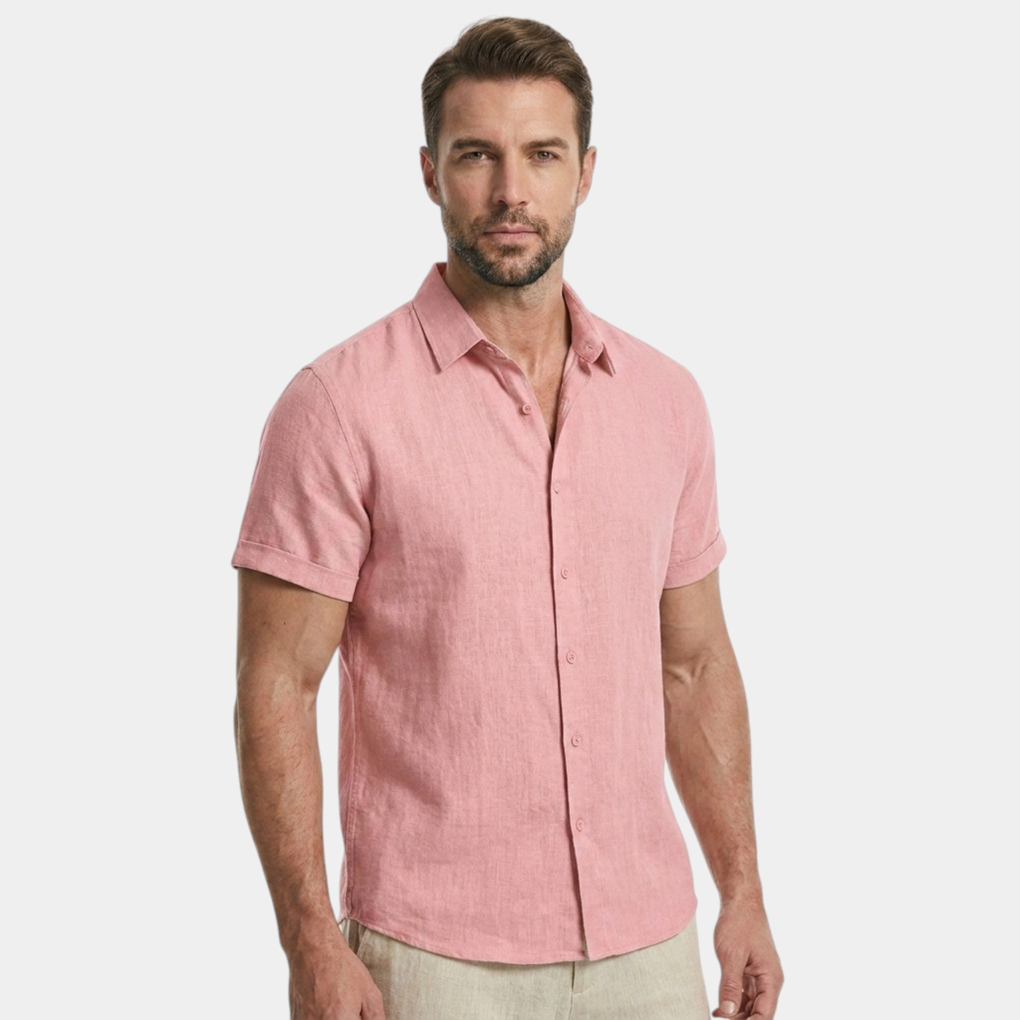 Armaxio | Casual Cotton Linen Short Sleeve Men's Shirt
