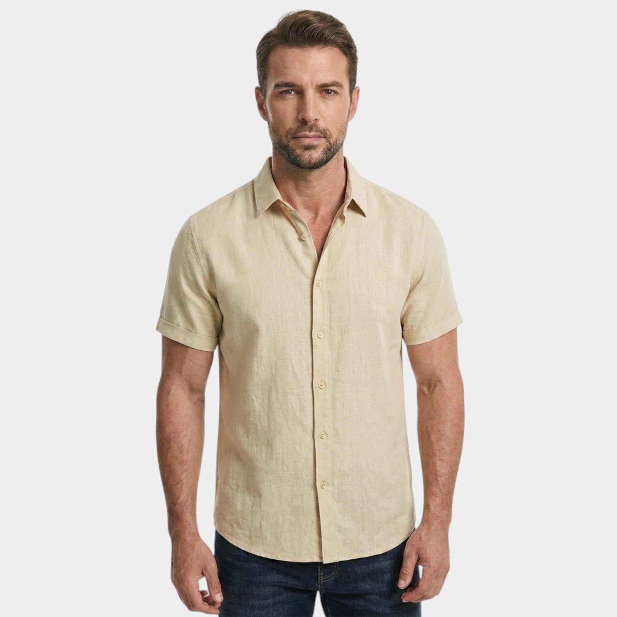 Armaxio | Casual Cotton Linen Short Sleeve Men's Shirt