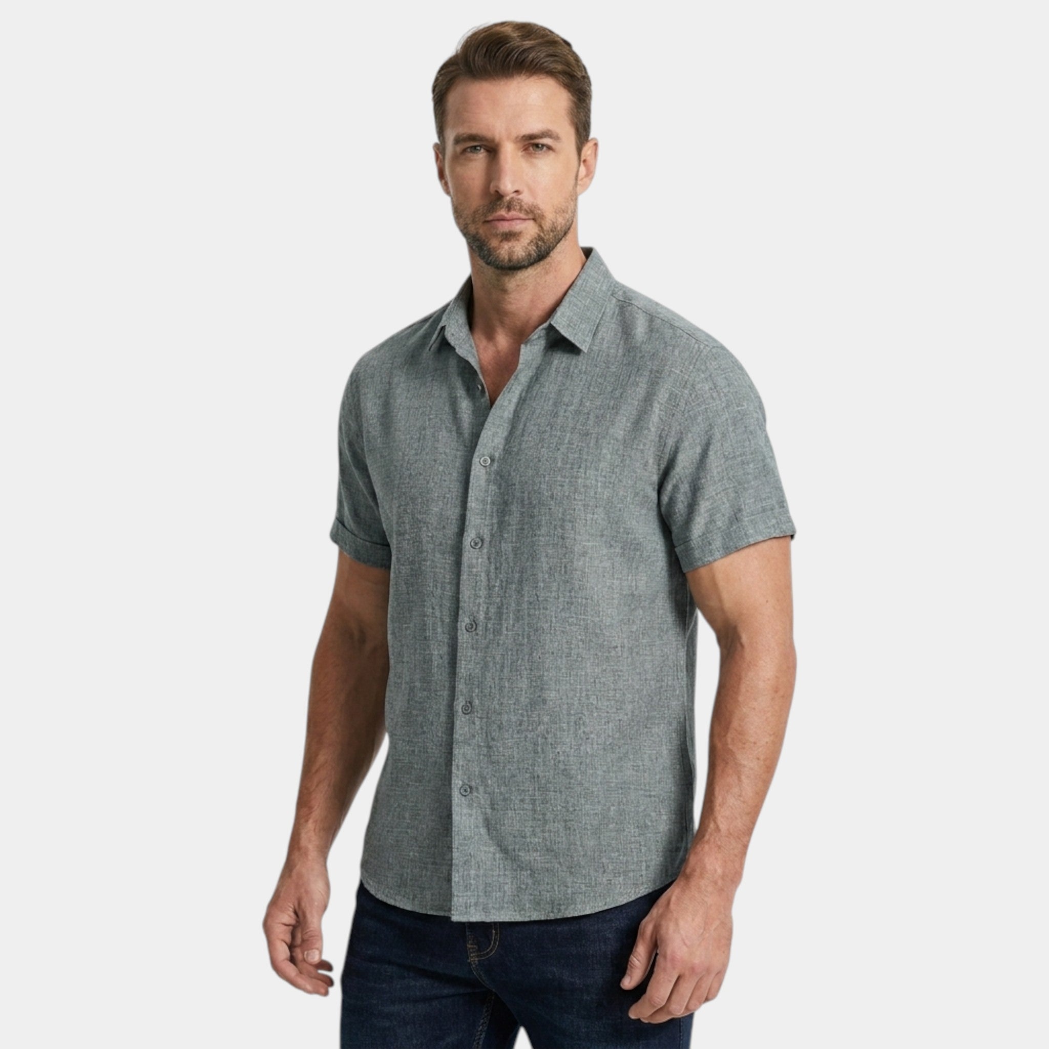 Armaxio | Casual Cotton Linen Short Sleeve Men's Shirt