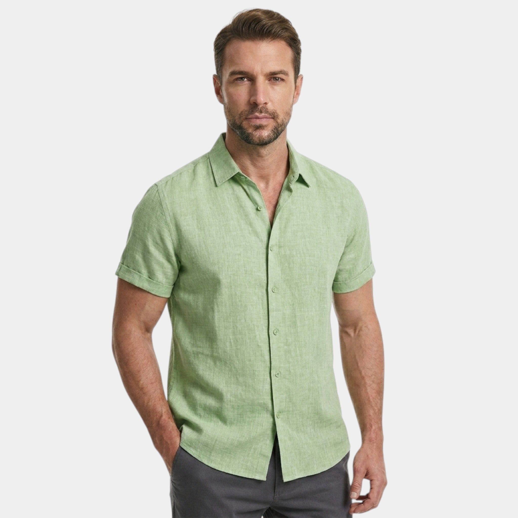 Armaxio | Casual Cotton Linen Short Sleeve Men's Shirt