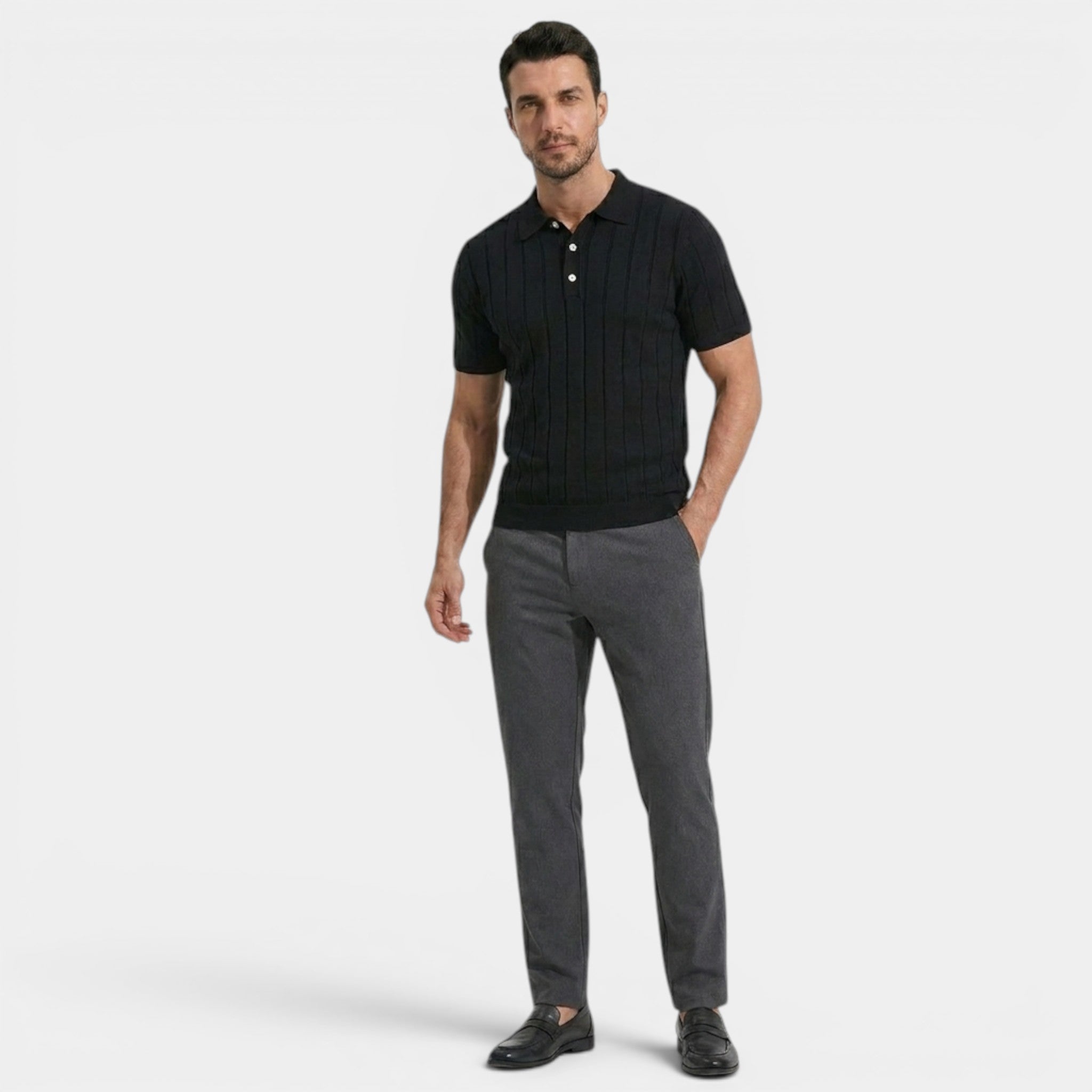 Armaxio | Men’s Slim Fit Knitted Polo Shirt for Casual Wear