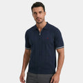 Armaxio | Men’s Ribbed Knit Polo Shirt – Textured Breathable Summer Style
