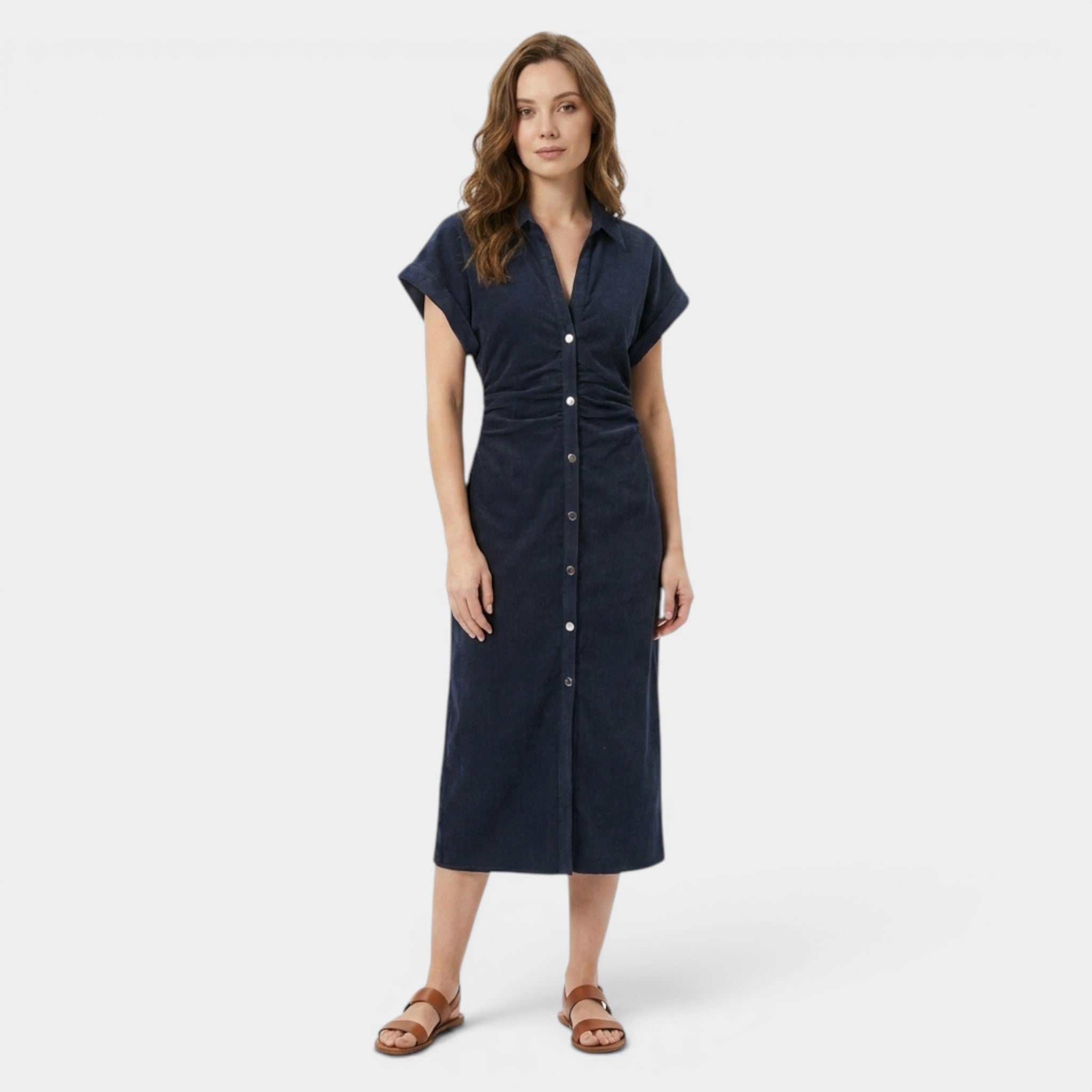 Armaxio | Women’s Denim Midi Dress Cotton Blend Comfort Slim Fit Elegant