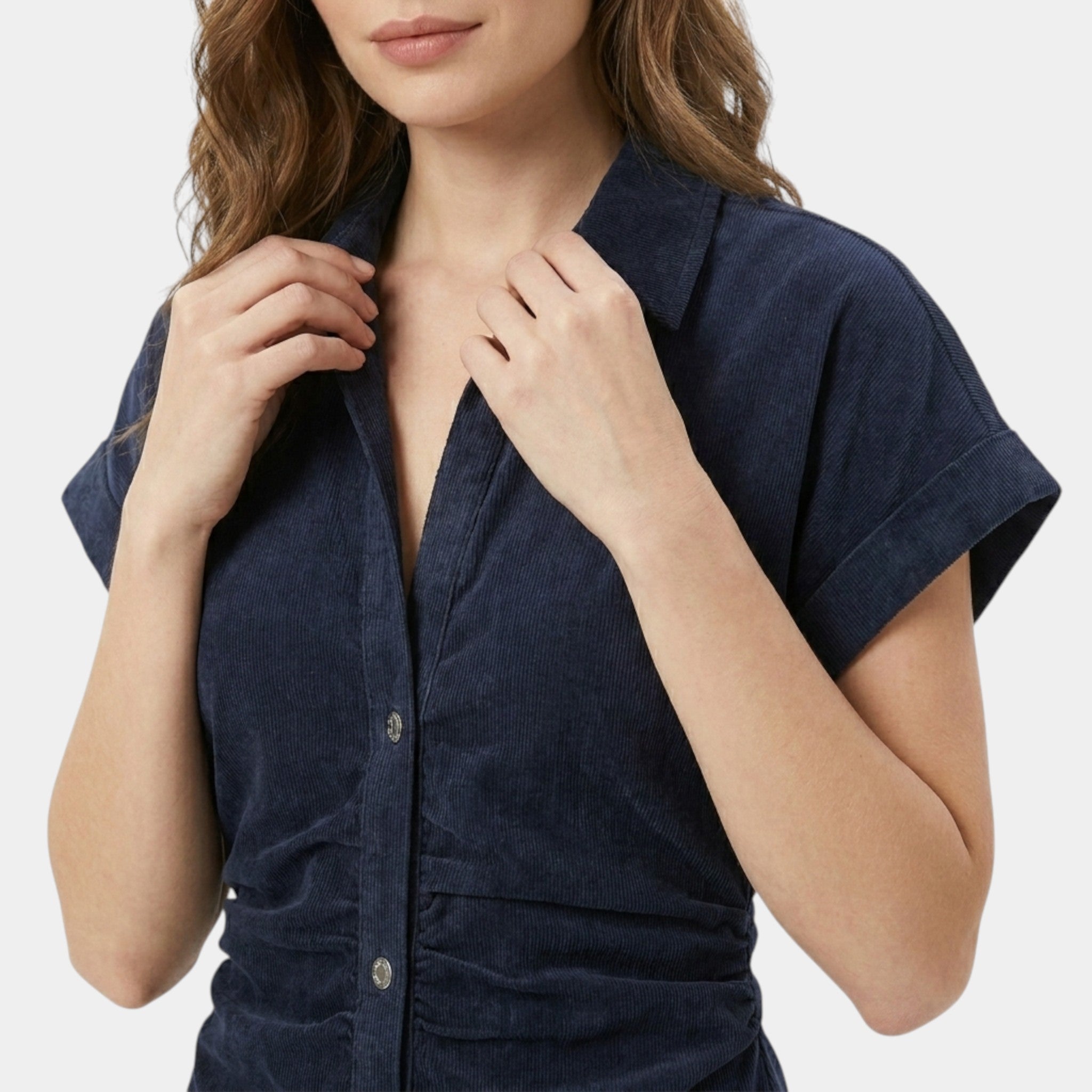 Armaxio | Women’s Denim Midi Dress Cotton Blend Comfort Slim Fit Elegant