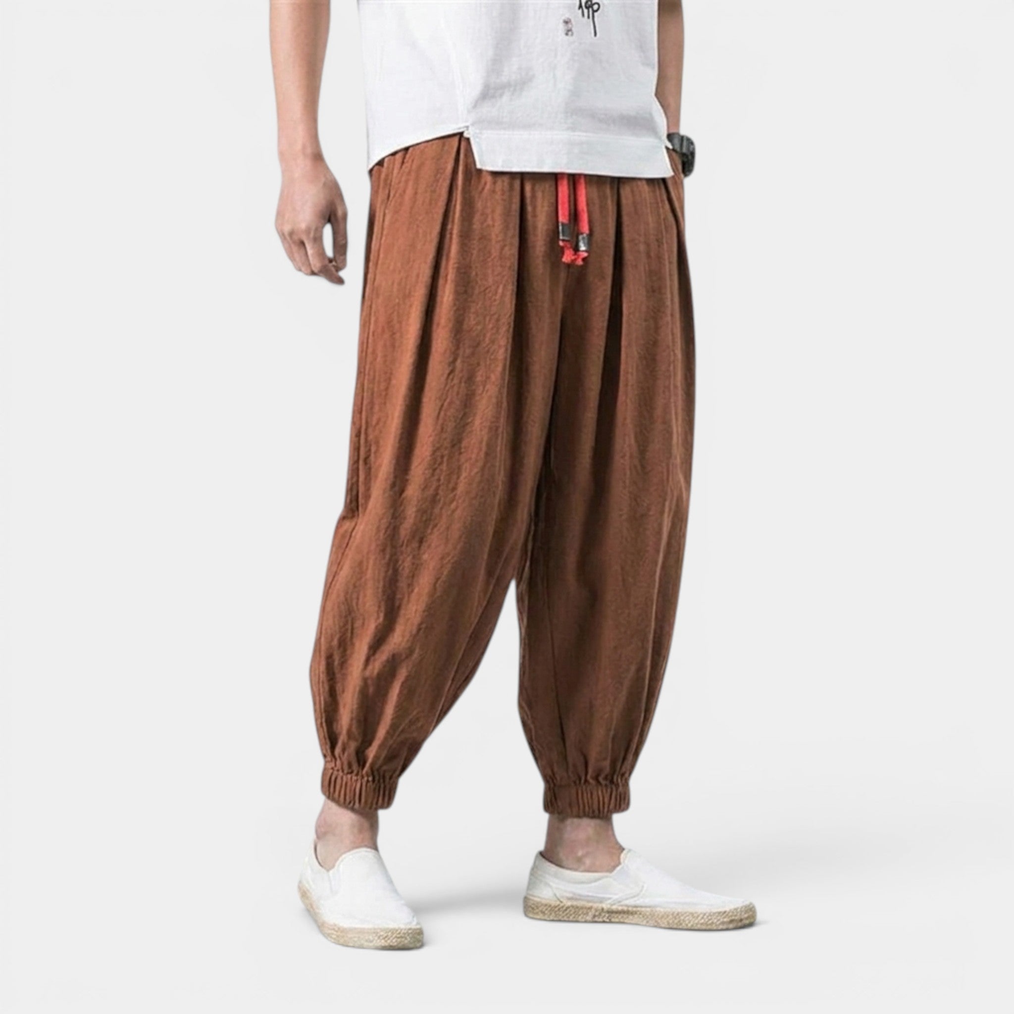 Armaxio | Men’s Linen Blend Pants Comfort Breathable Loose Fit Casual Wear