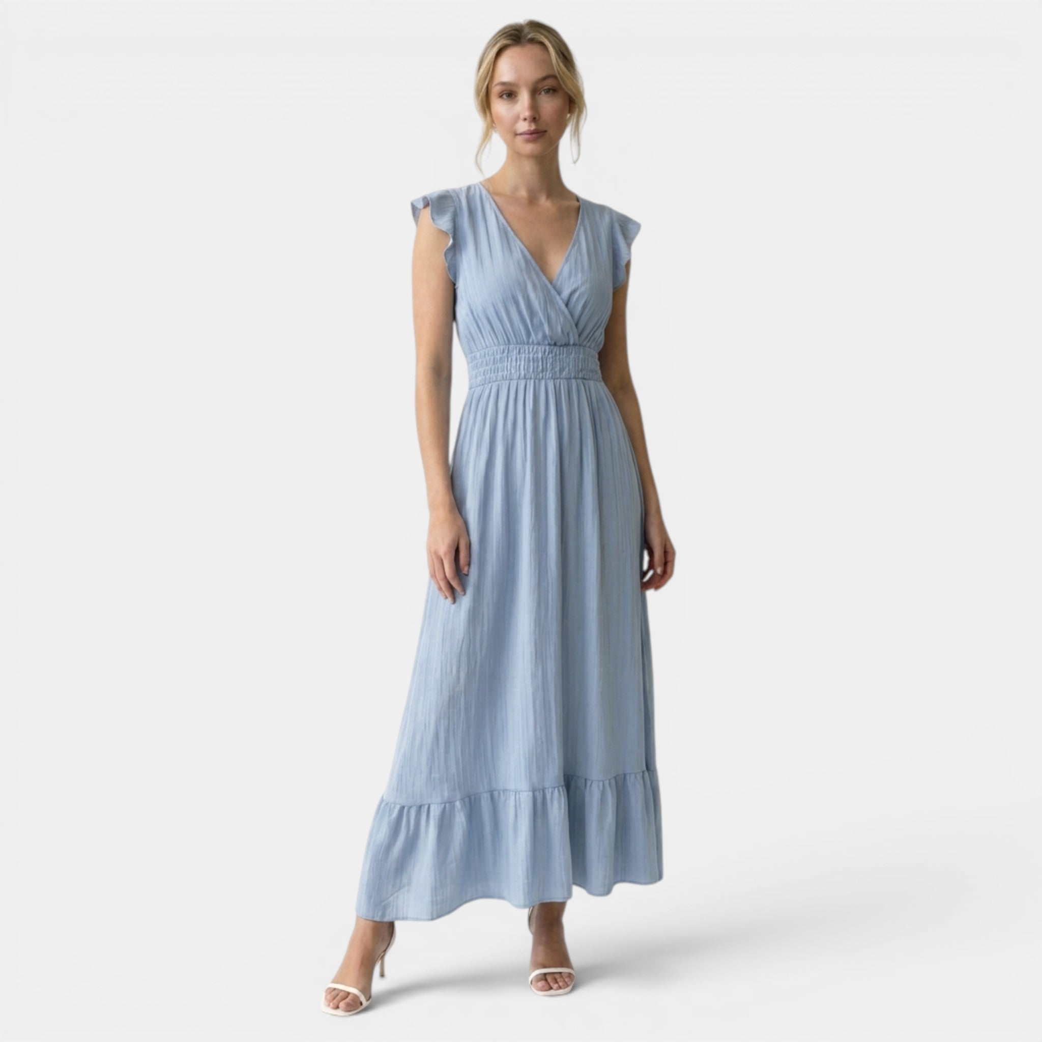 Armaxio | Women’s V Neck Maxi Dress Elastic Waist A Line Summer