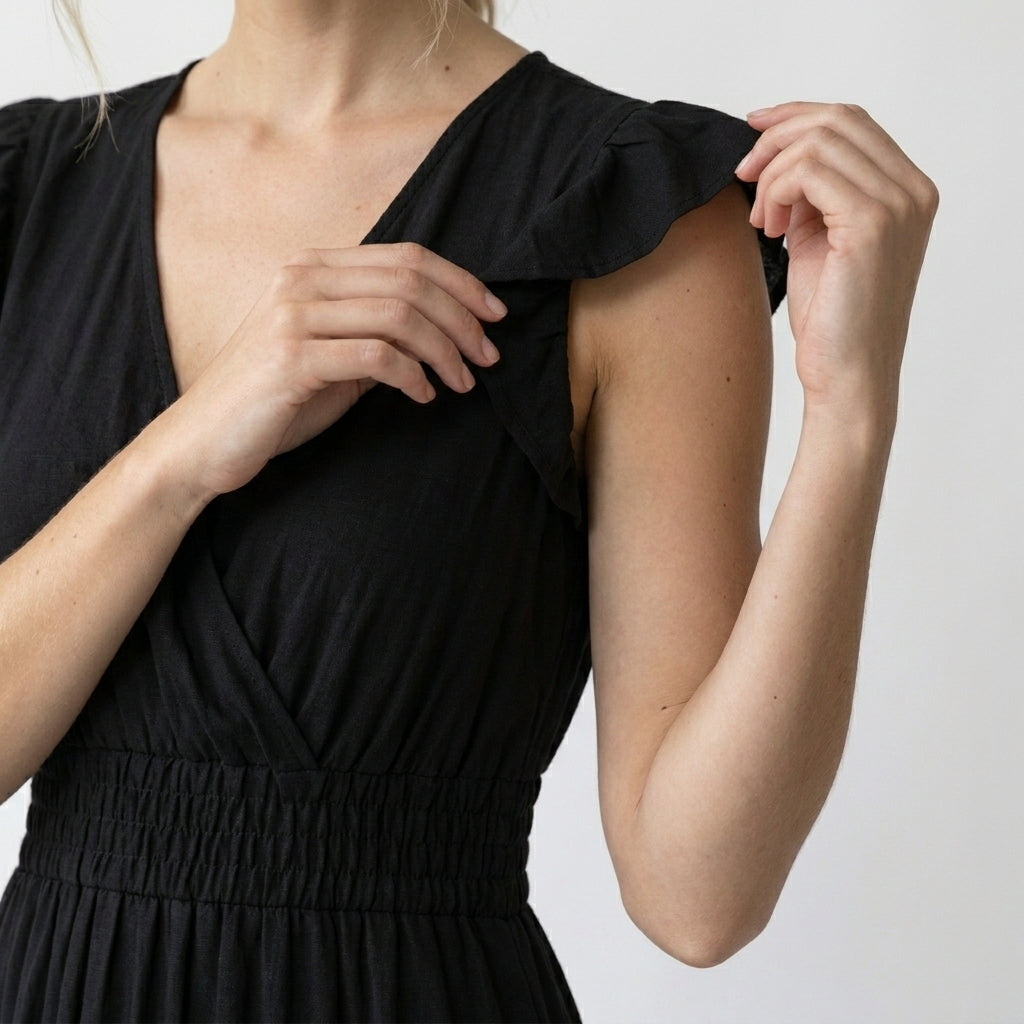 Armaxio | Women’s V Neck Maxi Dress Elastic Waist A Line Summer