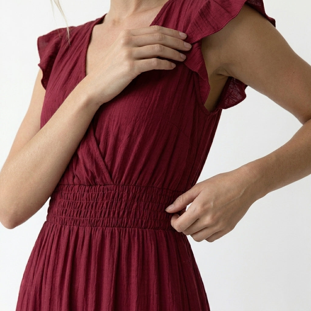 Armaxio | Women’s V Neck Maxi Dress Elastic Waist A Line Summer