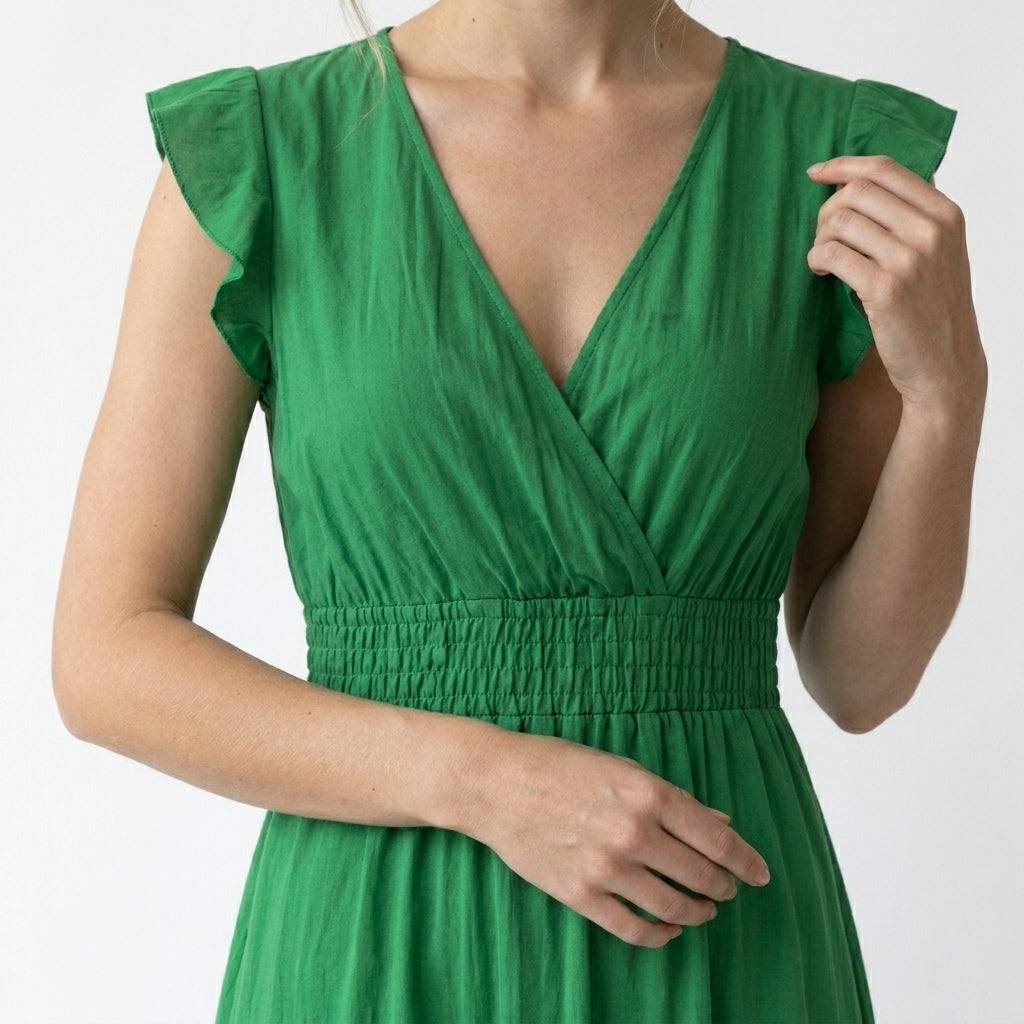 Armaxio | Women’s V Neck Maxi Dress Elastic Waist A Line Summer