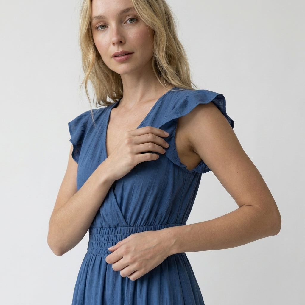 Armaxio | Women’s V Neck Maxi Dress Elastic Waist A Line Summer